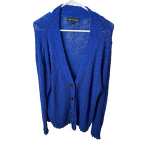 Love & Legend blue knit textured buttoned cardigan size 2X